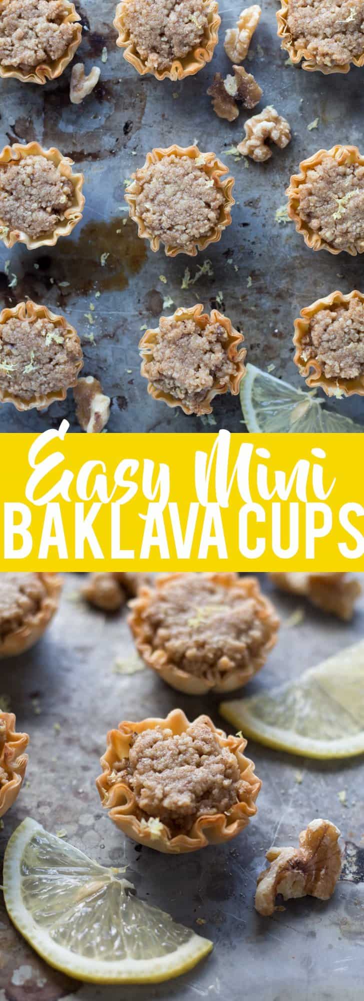 These Mini Baklava Cups are a cute, bite sized dessert with all the flavors of baklava - but without all the work! Only a few ingredients and 20 minutes will give you these perfect mini desserts!
