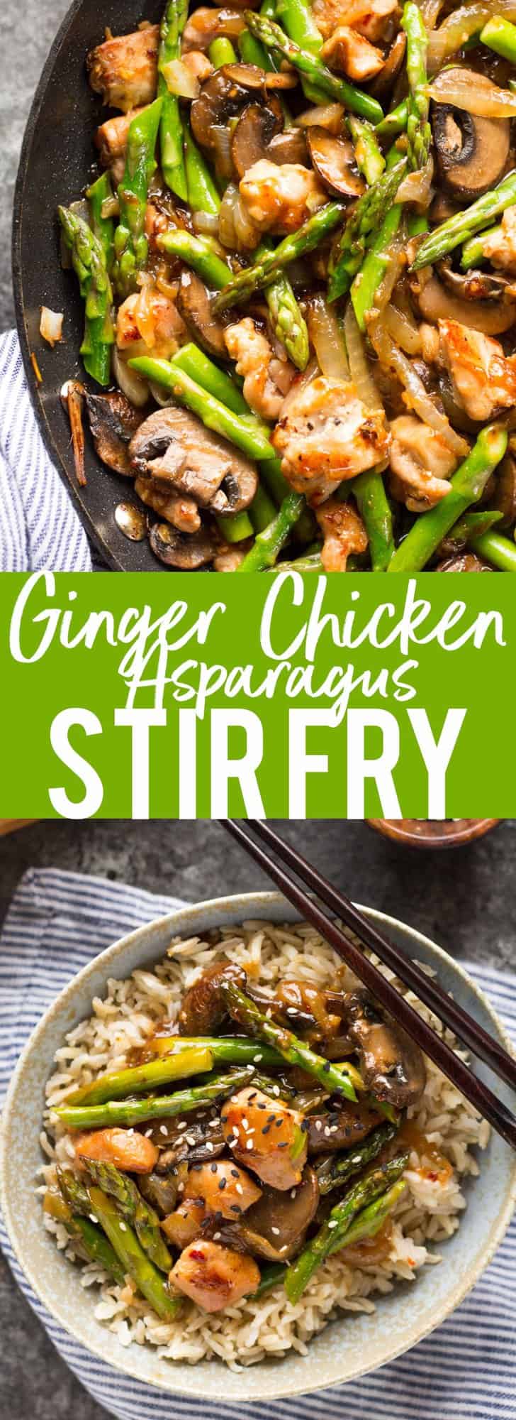 This Ginger Chicken Asparagus Stir Fry is a quick and healthy dinner.
