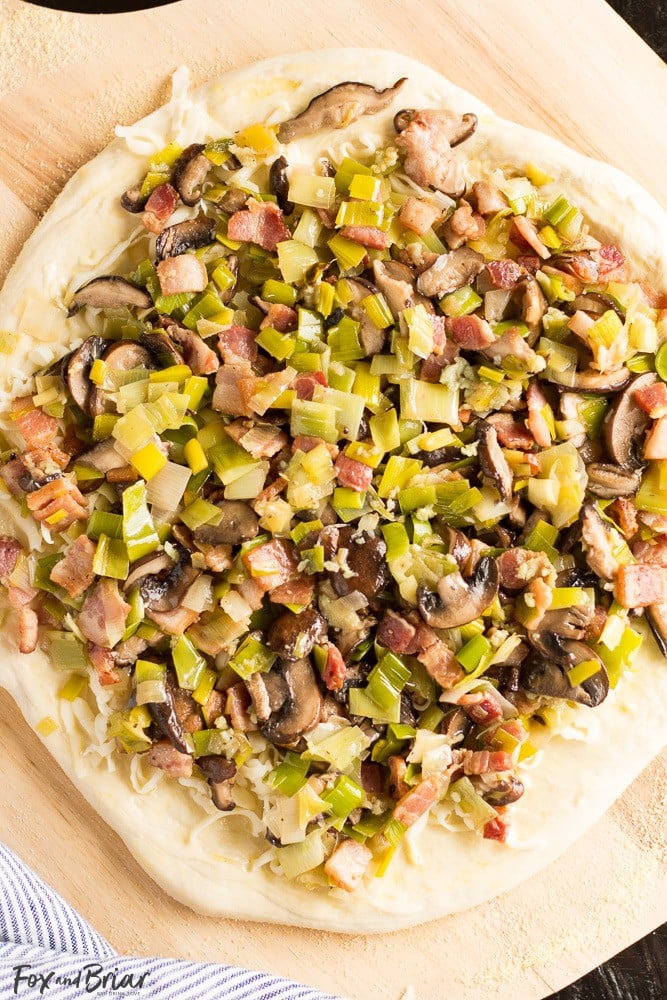 Leek, Bacon and Mushroom Pizza | Spring Pizza Recipe