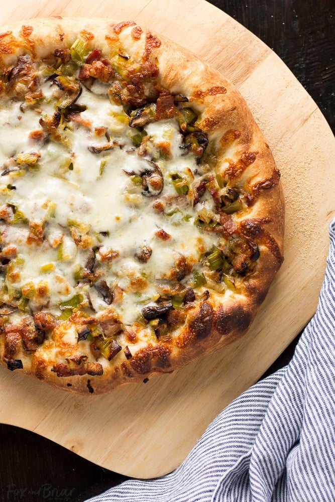 Leek, Bacon and Mushroom Pizza | Spring Pizza Recipe