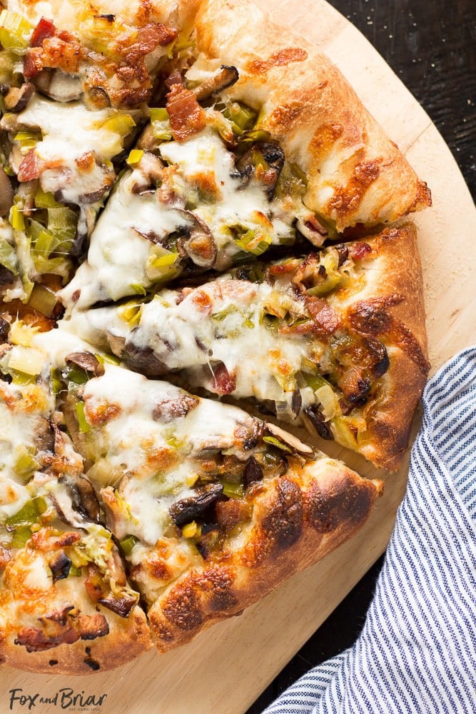 Leek, Bacon and Mushroom Pizza | Spring Pizza Recipe