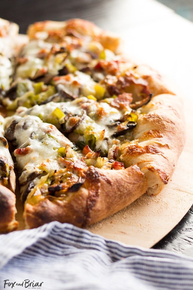 Leek, Bacon and Mushroom Pizza | Spring Pizza Recipe