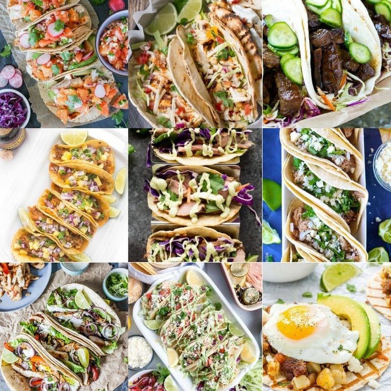 31 Creative Taco Recipes so you can have a different taco every day! Taco Tuesday | Steak Tacos | Chicken Tacos | Beef Tacos | Fish Tacos | Pork Tacos | Veggie tacos | Cinco De Mayo Recipes