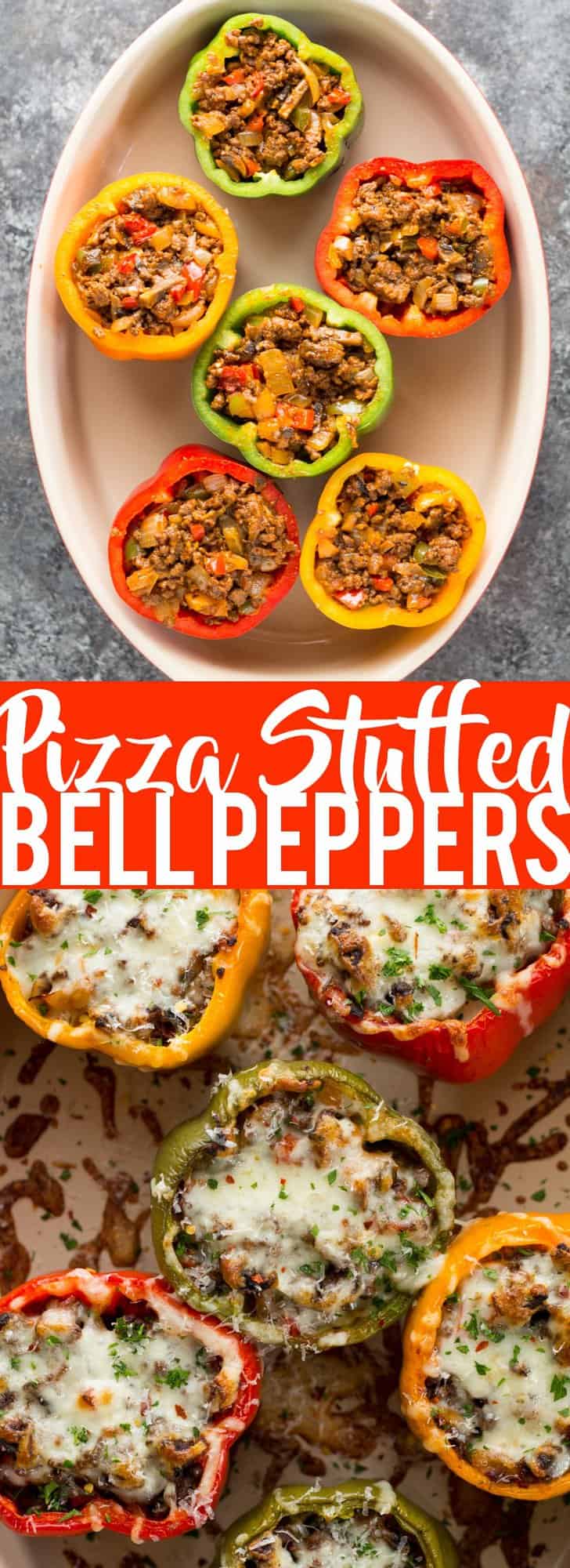 These Pizza Stuffed Bell Peppers have the flavors of my favorite pizza, but without the carbs! |Stuffed bell peppers | Low Carb Dinner | Easy Dinner | Healthy Dinner