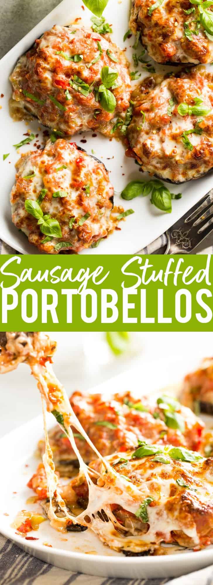 Sausage Stuffed Portobello Mushrooms | Low Carb Dinner | Clean Eating | Healthy Dinner Recipe | Portobello Mushroom Recipes | Portobella Mushroom recipe | Sausage recipe | Easy dinner recipe