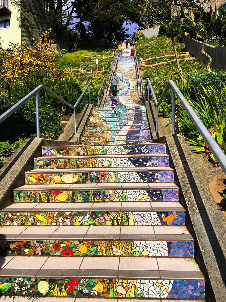 16th Avenue Tiled Steps in San Francisco. What to do and where to eat in San Francisco. The Ultimate Weekend Travel Guide! How to spend a 3 day weekend in San Francisco | Best places to eat in San Francisco | tourist attractions San Francisco | Weekend trip to San Francisco | Things to do in San Francisco | Underrated things to do in San Francisco