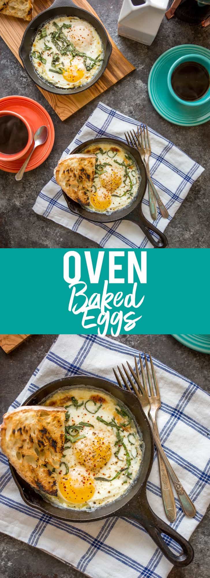 These oven baked eggs make the perfect weekend breakfast or brunch. This sophisticated and impressive egg dish is perfect for a crowd, or for just one or two people. | baked eggs | Brunch Recipes | Breakfast Recipes | egg Recipe