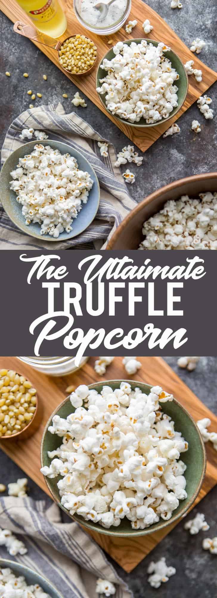 This really is the Ultimate Truffle Popcorn! Make the most delicious truffle popcorn at home in just a few minutes. | popcorn recipe | truffle popcorn recipe | snack recipe | movie night
