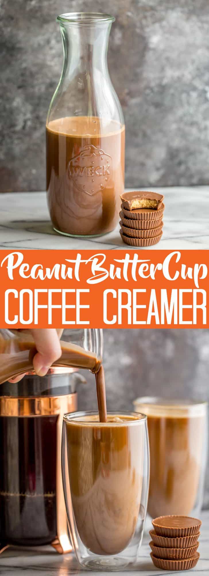 This Homemade Peanut Butter Cup Coffee Creamer will liven up your morning coffee! Homemade Creamer | Coffee Creamer | Peanut Butter Creamer | Peanut Butter Cup Creamer