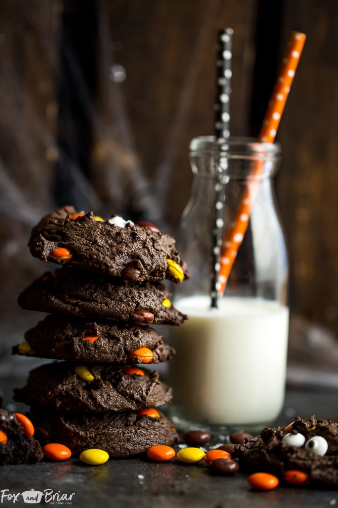 Double Double Chocolate Peanut Butter Cookies | Halloween Cookies | Chocolate Chocolate Chip Cookies | Chocolate and Peanut butter Cookies
