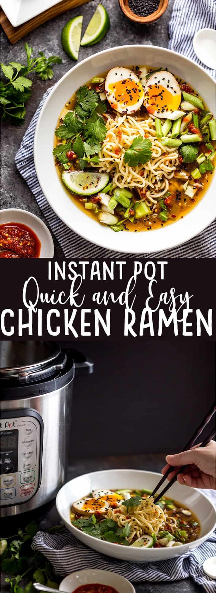 This Instant Pot Chicken Ramen makes a delicious and flavorful ramen in about half an hour in your electric pressure cooker! | Instant Pot Recipe | Instant Pot Soup | Easy Ramen Recipe | Chicken Ramen | Healthy Instant Pot Recipe 