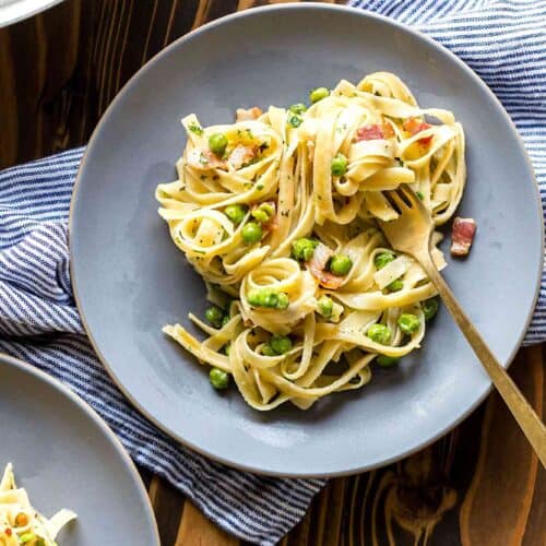 Creamy Pasta with Pancetta and Peas Fox and Briar