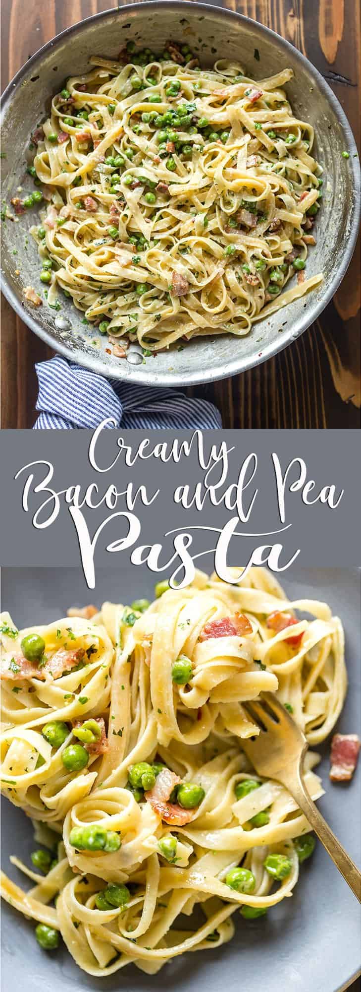 This quick Creamy Pasta with Pancetta and Peas only takes 15 minutes and is an easy and elegant dinner for any night of the week! @QFCgrocery #QFCdelivery #sponsored Pasta with peas and bacon | Pasta with peas and pancetta recipe | noodles with peas and bacon | cramy pasta recipe | Easy pasta recipe | easy dinner recipe | 15 minute dinner | quick pasta recipe | date night recipe | peas and bacon cream sauce