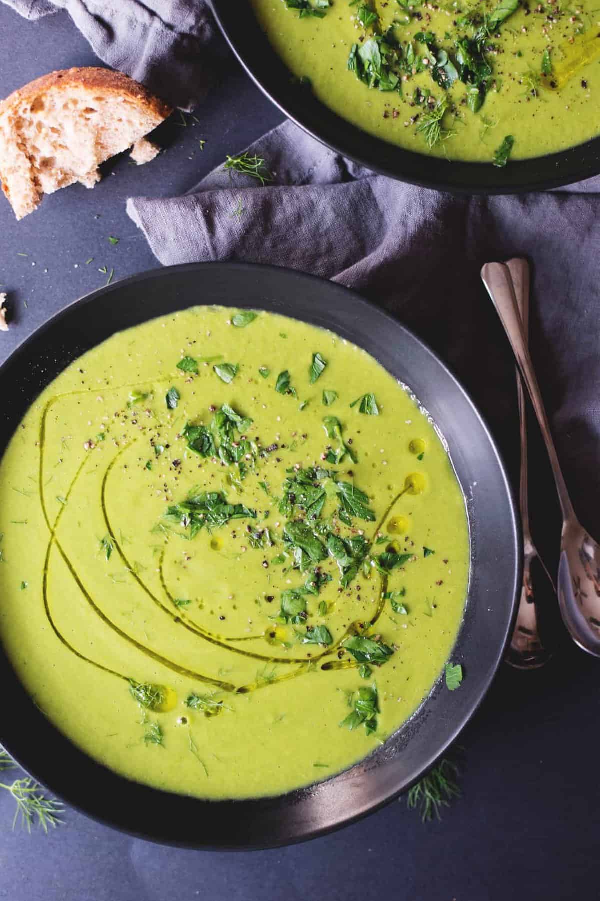 Pea and Asparagus Soup by Delish Knowledge