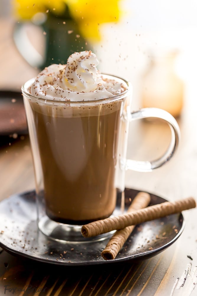 Chocolate shavings on Irish Mocha