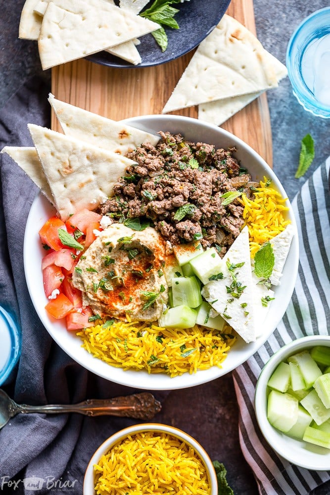 These Mediterranean Lamb Bowls are an easy and healthy ground lamb recipe with exotic Mediterranean flavors to spice up dinner any night of the week! | Easy Ground Lamb Recipe | Greek Lamb Recipe | Middle Eastern Lamb Recipe | Easy Dinner | Kofta Bowls 