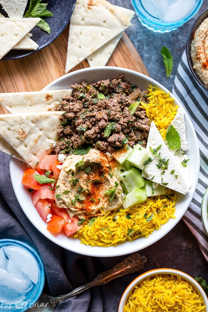 These Mediterranean Lamb Bowls are an easy and healthy ground lamb recipe with exotic Mediterranean flavors to spice up dinner any night of the week! | Easy Ground Lamb Recipe | Greek Lamb Recipe | Middle Eastern Lamb Recipe | Easy Dinner | Kofta Bowls 
