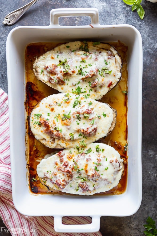 Lasagna Stuffed Eggplant Recipe Fox And Briar