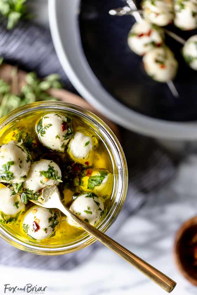 easy olive oil marinated mozzarella balls