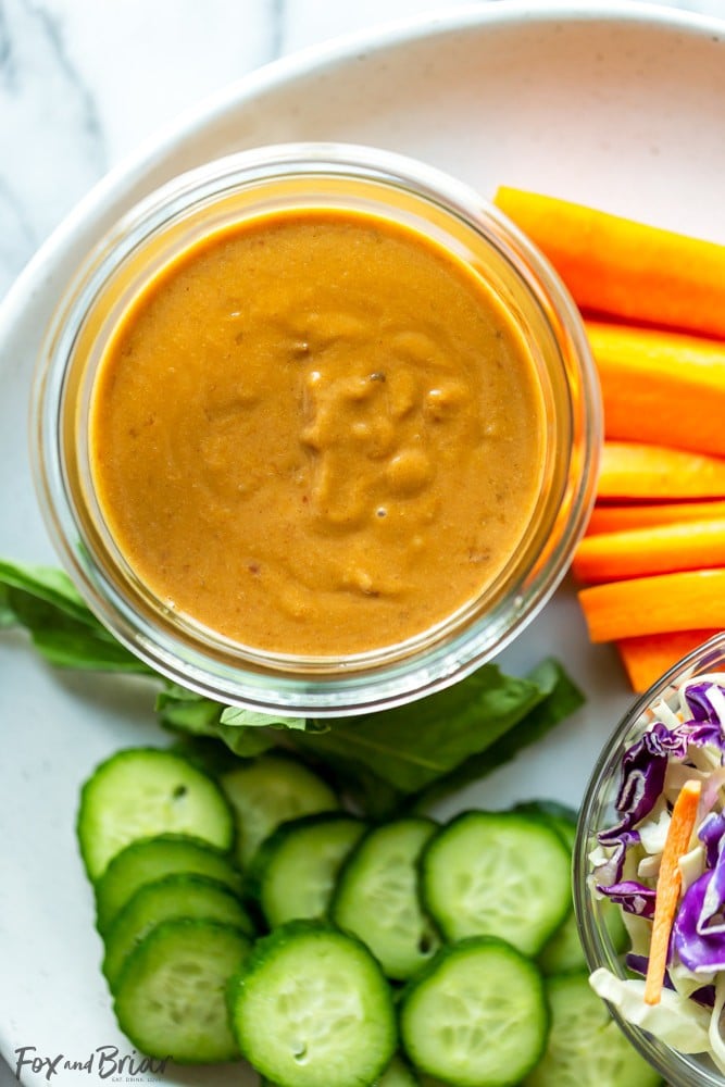 How to make the best Thai Peanut Sauce ever!  This Peanut Sauce Recipe can be used as a dipping sauce, salad dressing, for peanut noodles or with chicken satay. | Easy peanut Sauce Recipe | Peanut Dipping Sauce for spring rolls | Peanut noodle sauce | Asian Peanut Sauce | Spicy Peanut Sauce | Peanut Dressing | Vegan Peanut Sauce | Gluten Free Peanut Sauce 