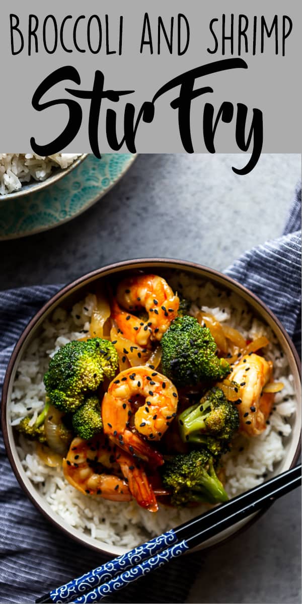 This Quick and Easy Broccoli and Shrimp Stir Fry is a healthy and delicious 20 minute dinner! Healthy dinner ideas | Easy dinner ideas | Shrimp recipes | Easy stir fry recipe | Stir fry sauce | Fast dinner recipes | Shrimp and broccoli stir fry | Shrimp and vegetable stir fry