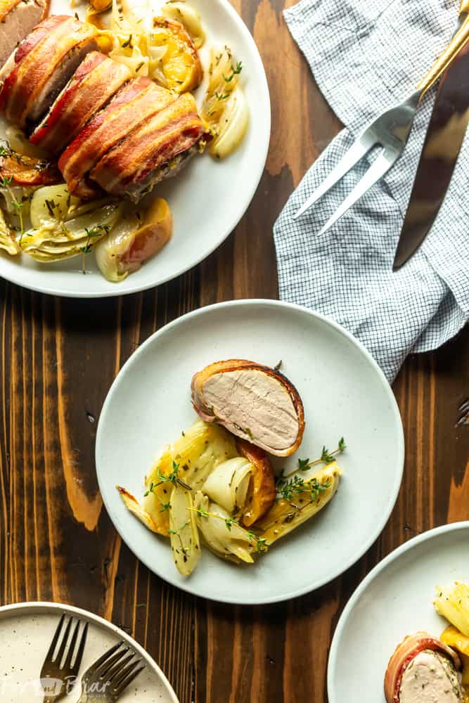 This Bacon Wrapped Pork Tenderloin is the juiciest, most flavorful pork tenderloin you have ever made! Garlic, herbs and bacon make this easy pork recipe fancy enough for hosting company, but it is simple enough for a weeknight meal. Pork recipes | Easy pork tenderloin recipe | Pork Tenderloin in oven | Baked pork tenderloin | Roasted Pork Tenderloin @safeway #opennature #ad