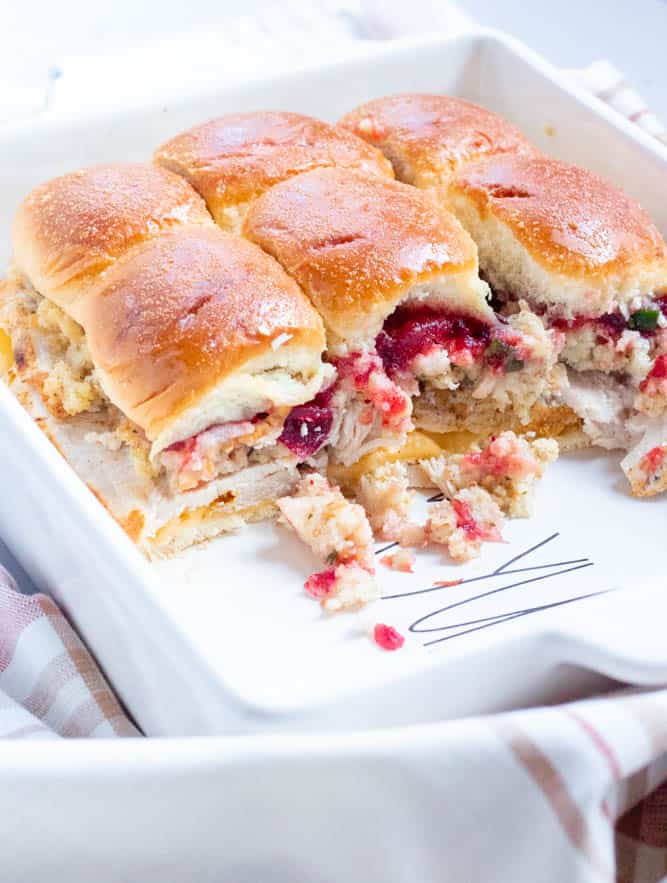 Thanksgiving Leftover Sliders are the perfect way to use your thanksgiving leftovers!  Use your leftover turkey, stuffing and cranberry sauce in these cute and delicious sliders! | Leftover turkey recipes | leftover stuffing recipe | leftover cranberry sauce recipe | Slider Recipe | Turkey recipe