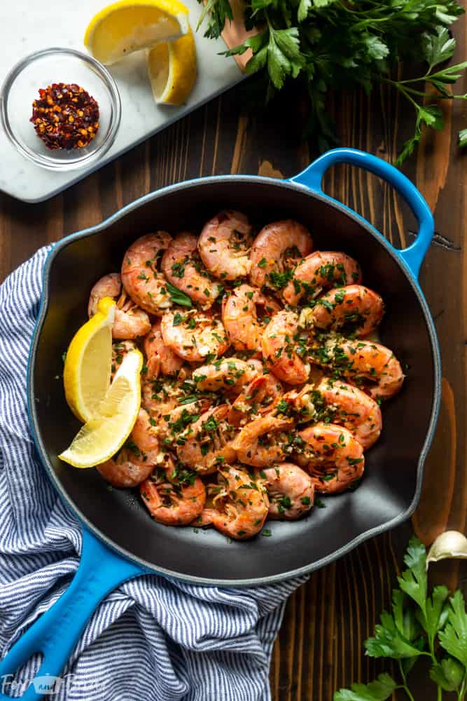 Roasted Cast Iron Shrimp with Herb Butter