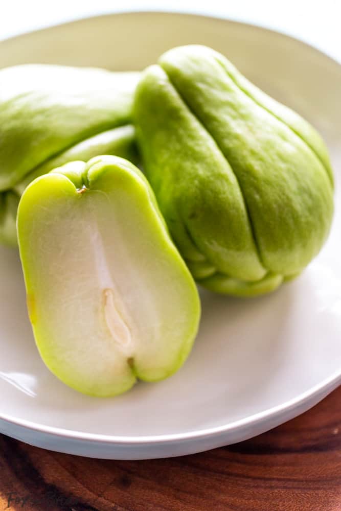 photo of Chayote squash in a white bowl