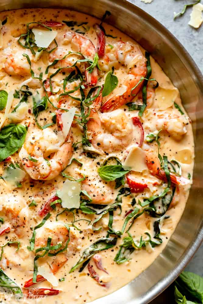 Creamy Parmesan Basil Shrimp Recipe Fox And Briar