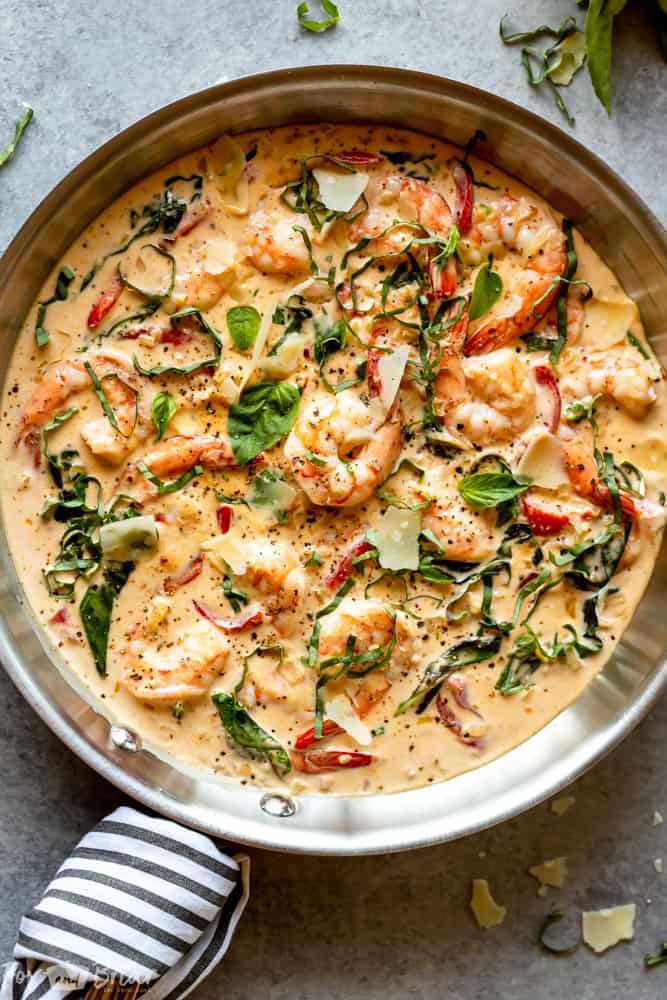 Creamy Parmesan Basil Shrimp recipe | Easy shrimp recipe | Shrimp Alfredo | Shrimp pasta | Italian Shrimp Recipe | Dinner recipe | Keto shrimp recipe | Olive garden | How to cook shrimp