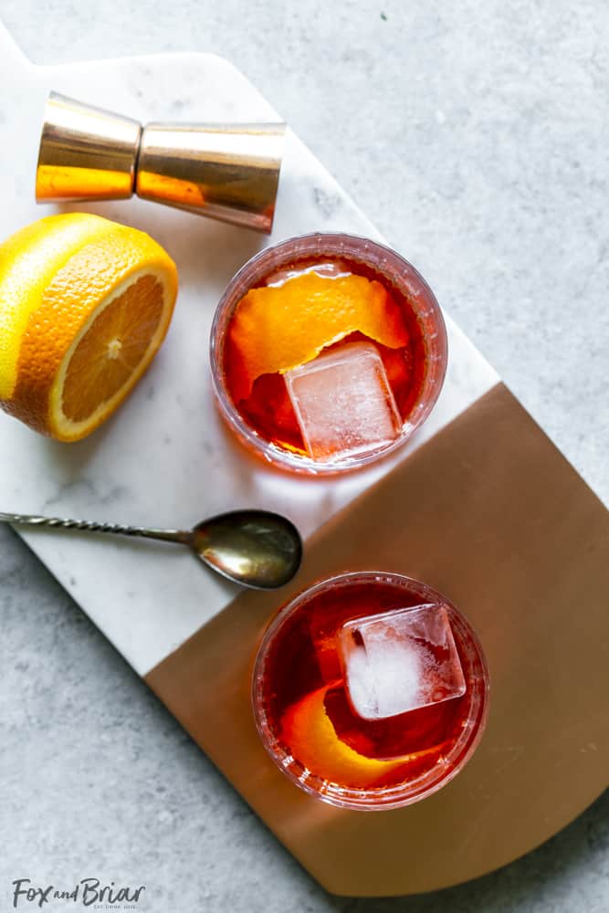 two negroni cocktails from above