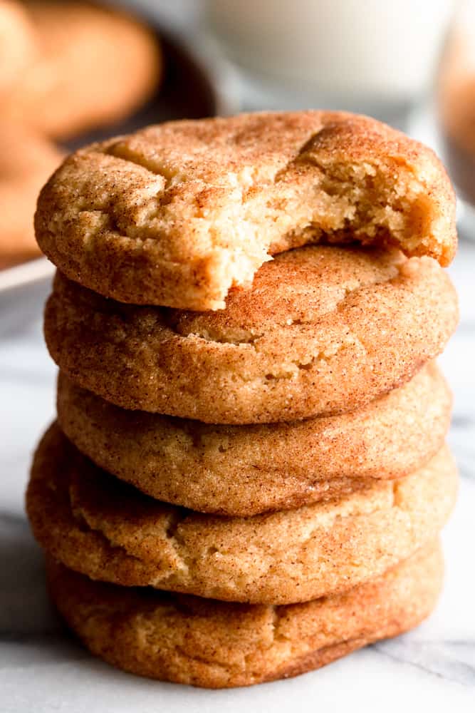 A stack of snickerdoodle cookies