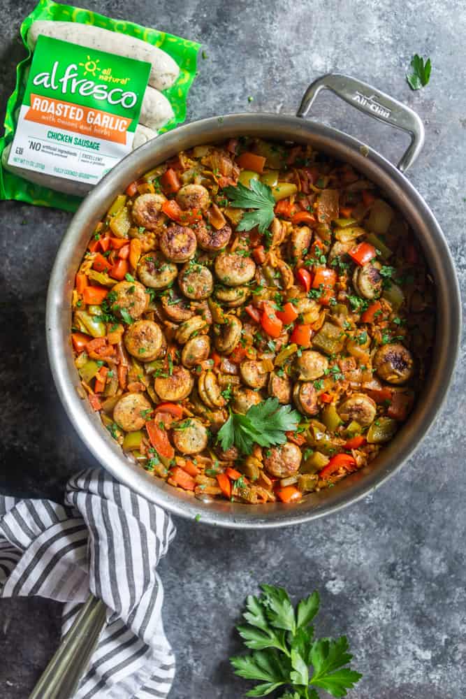 one pot chicken sausage and rice with al fresco chicken sausage