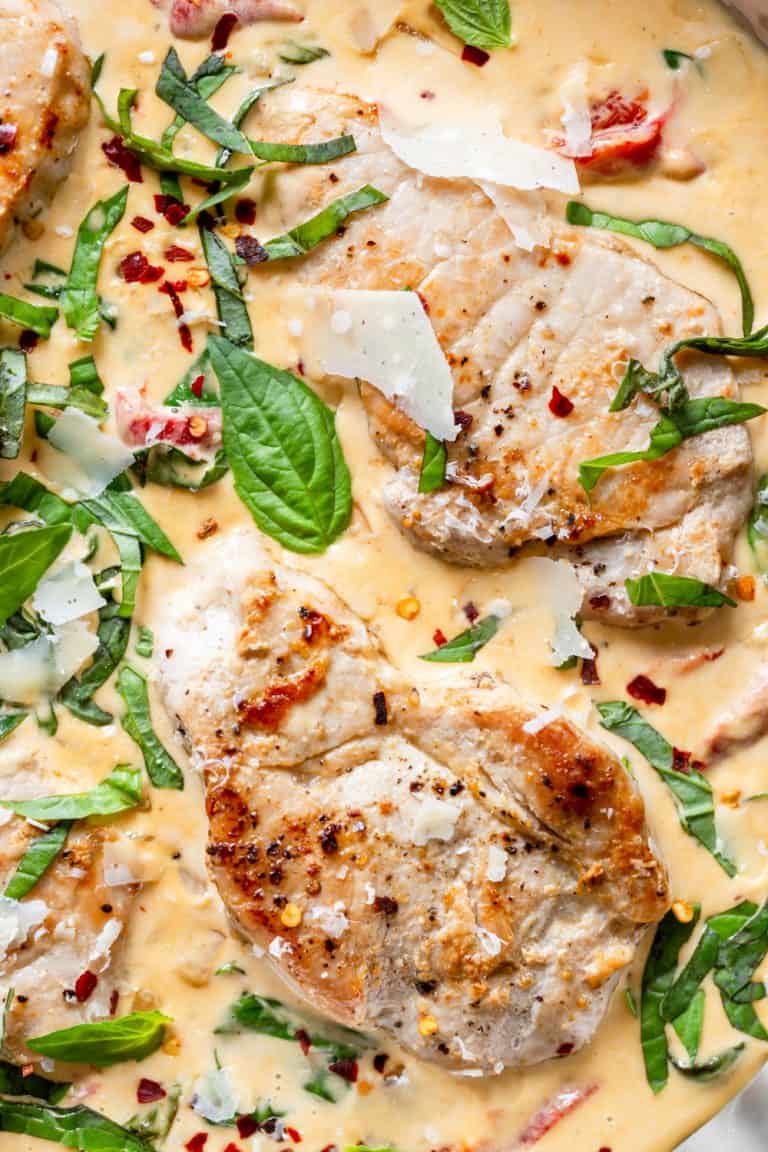 Creamy Basil Skillet Pork Chops Fox and Briar