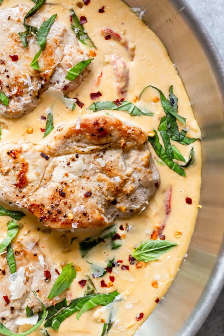 Creamy Basil Skillet Pork Chops Fox and Briar