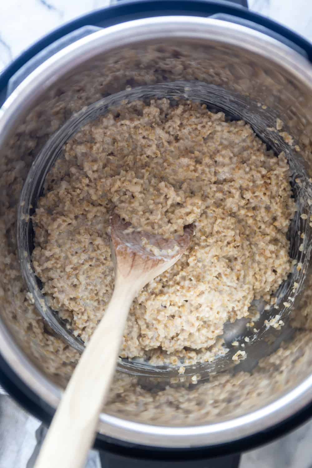 Cooked steel cut oats in an instant pot