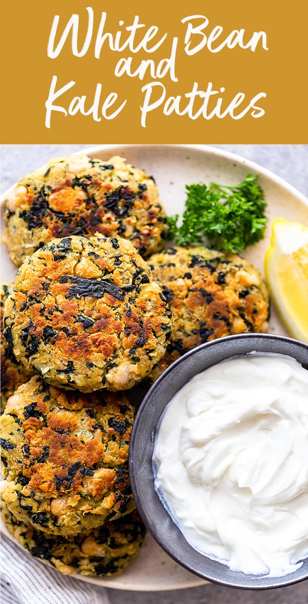 pin image for white bean and kale patties