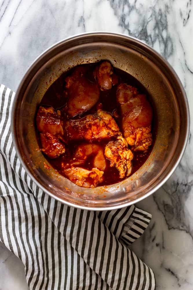 Chicken in gochujang marinade