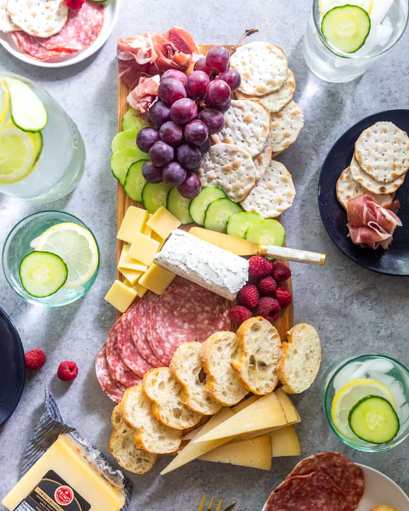 Charcuterie board from above 