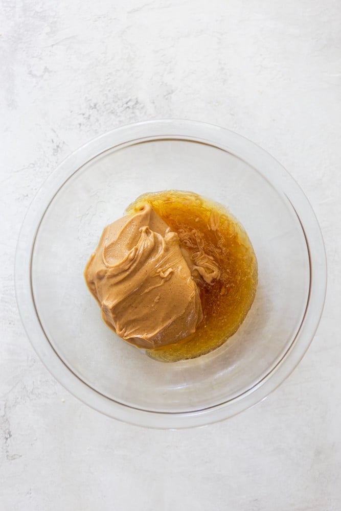 Peanut Butter and honey in a glass bowl