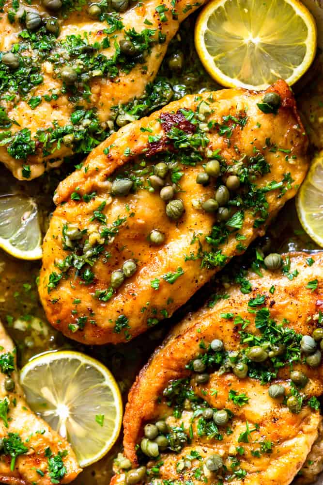 Chicken piccata with capers and lemon