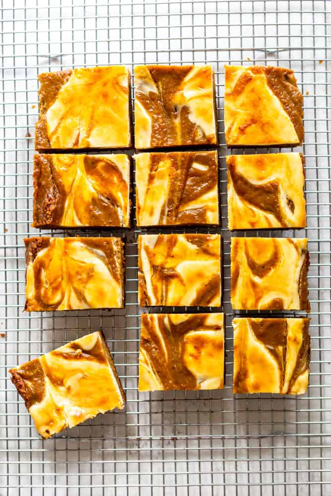 baked pumpkin bars on a wire rack