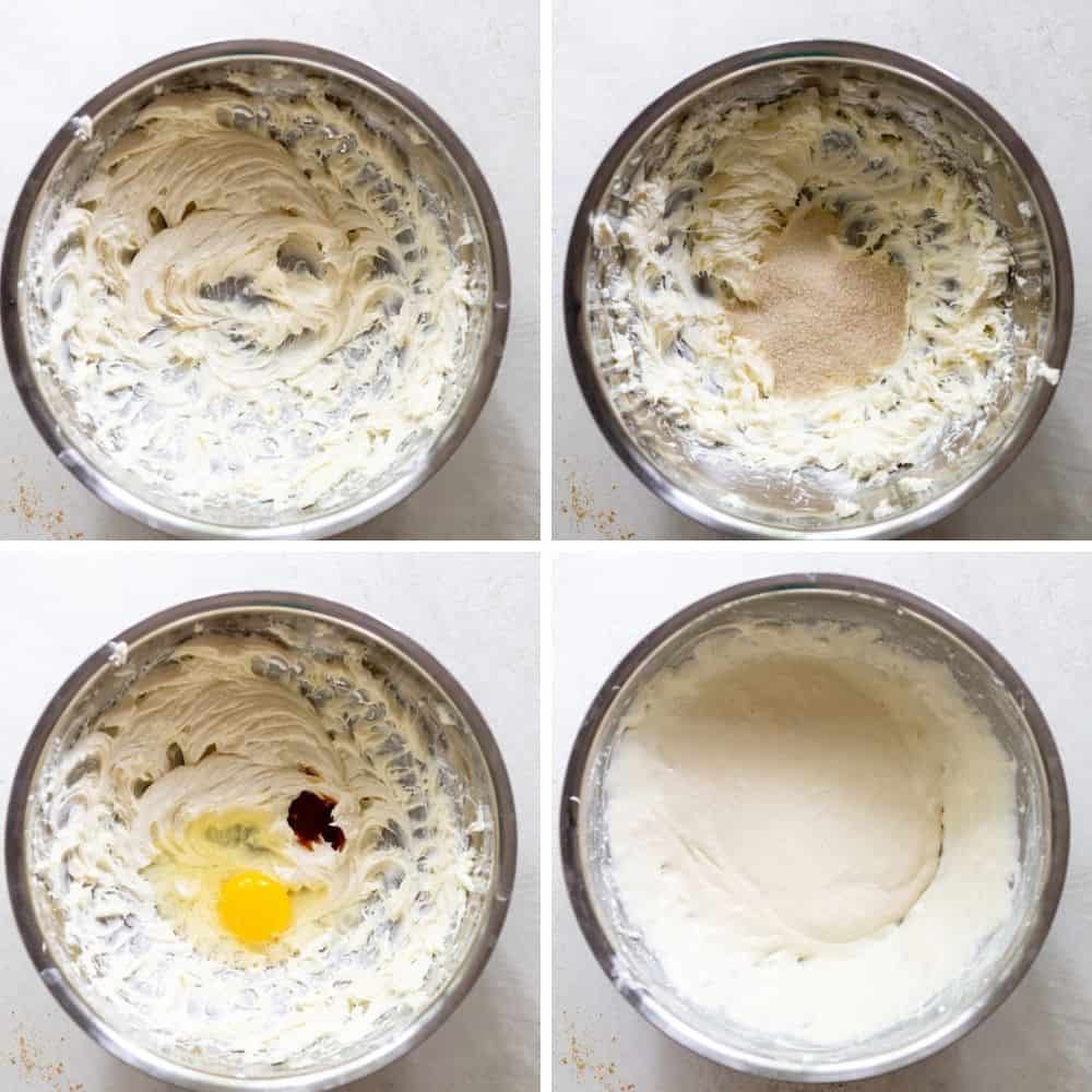 photo showing stages of cream cheese mixture