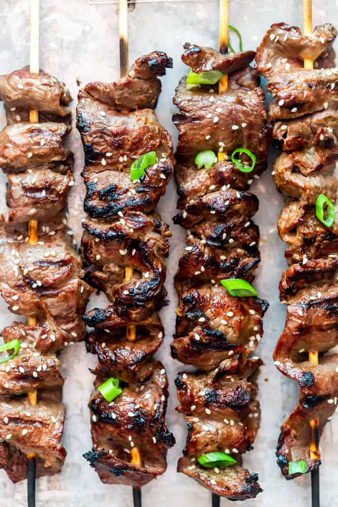 Grilled Sesame Ginger Steak Skewers