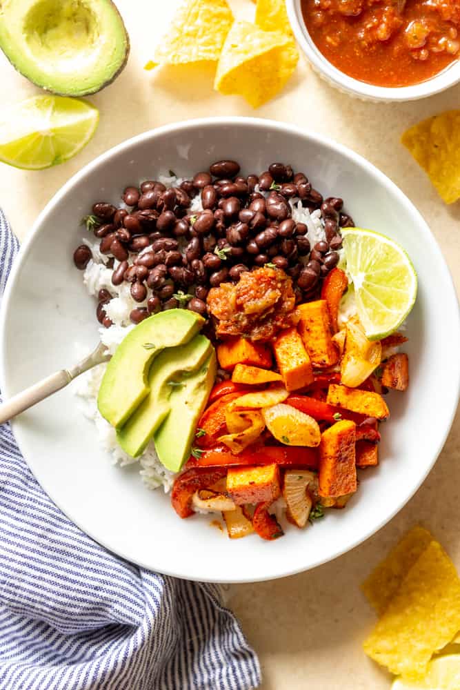 Roasted Veggie Burrito Bowl Meal Prep Recipe