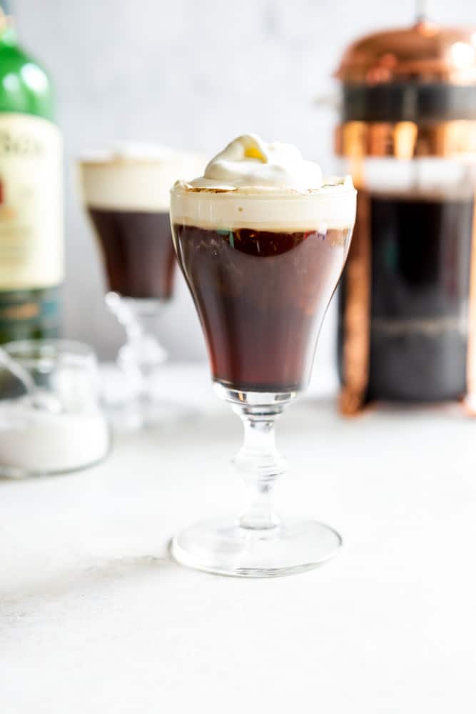 Classic Irish Coffee in a 6 ounce Libbey glass.