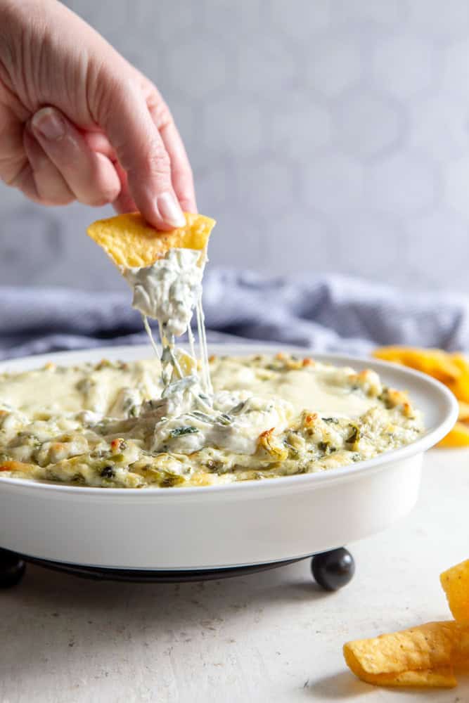 Spinach Artichoke Dip with chip