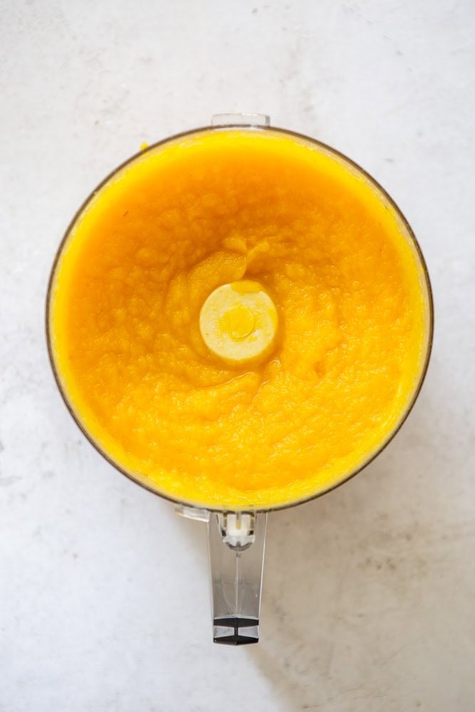 Pumpkin puree in a food processor