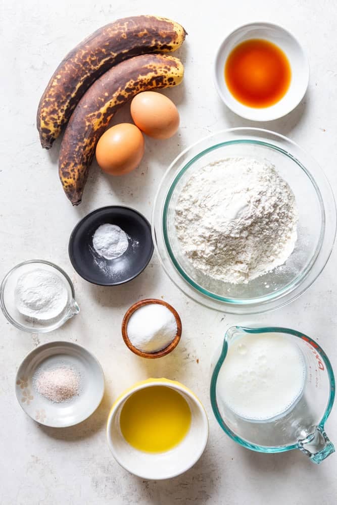 Ingredients for banana pancakes